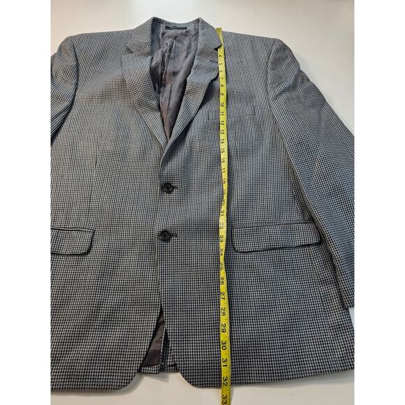 Ralph lauren blue navy houndstooth vintage silk wool blend 48 R blazer 2 button - Picture 9 of 9